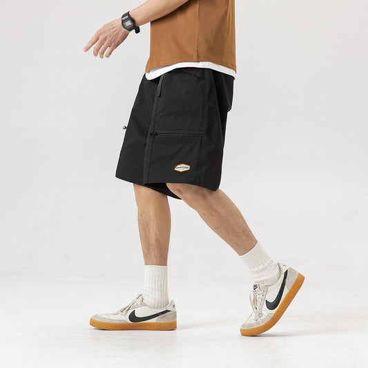 Vintage Zipper Workwear With Pocket Shorts For Men