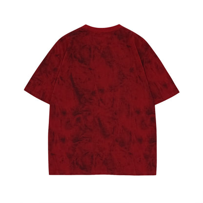 Letter Dragon Tie-dyed Printed Short-sleeved T-shirt For Men