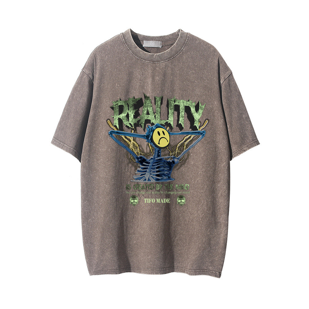 Skull Bone Printed Short-sleeved T-shirt For Men