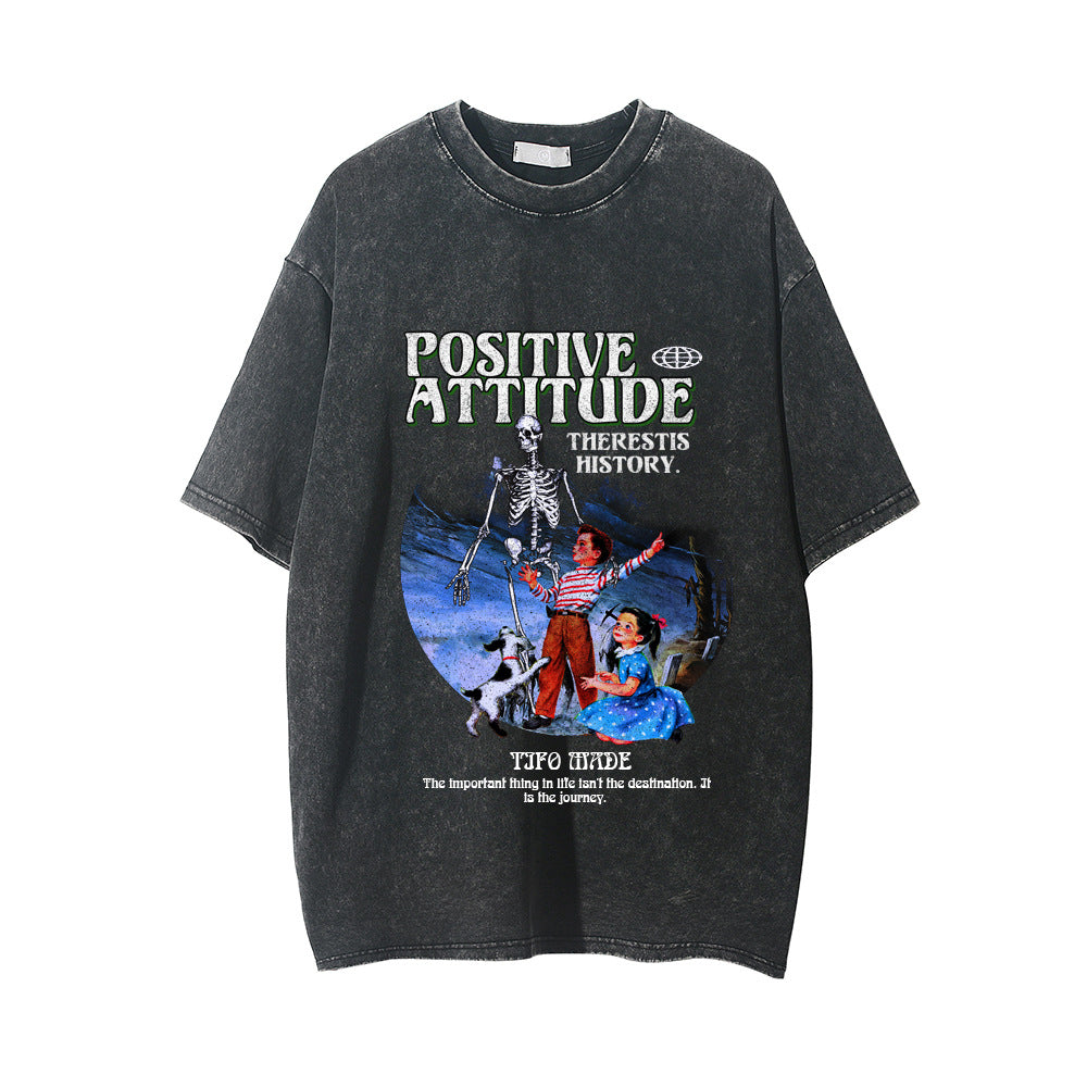 Skull Character Printed Short-sleeved T-shirt For Men